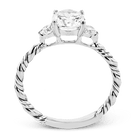 Round - cut Three - stone Engagement Ring & Matching Wedding Band in 18k Gold with Diamonds - Simon G. Jewelry