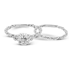 Round - cut Three - stone Engagement Ring & Matching Wedding Band in 18k Gold with Diamonds - Simon G. Jewelry