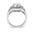 Round - cut Three - Stone Halo Engagement Ring in 18k Gold with Diamonds - Simon G. Jewelry