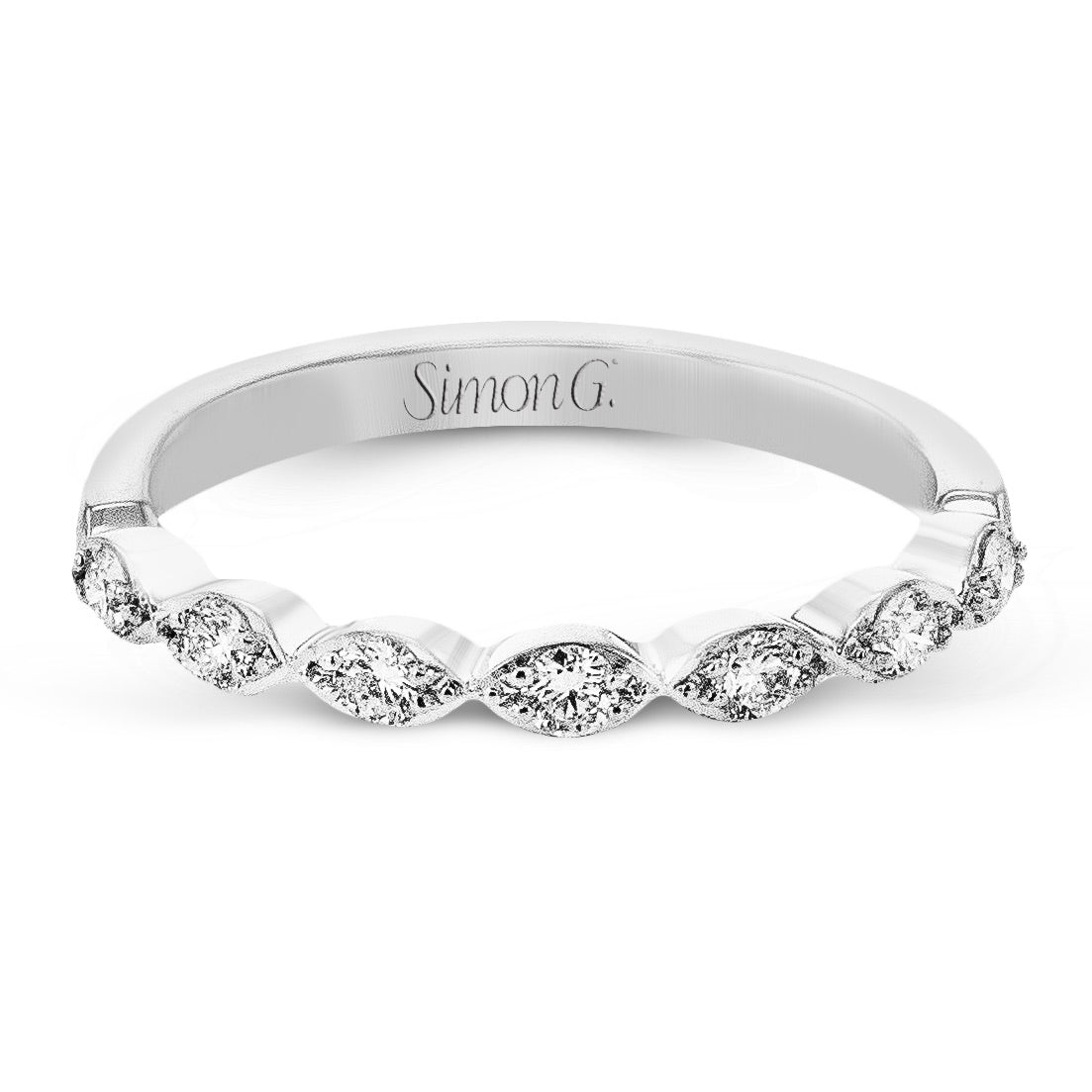 Wedding Band in 18k Gold with Diamonds - Simon G. Jewelry