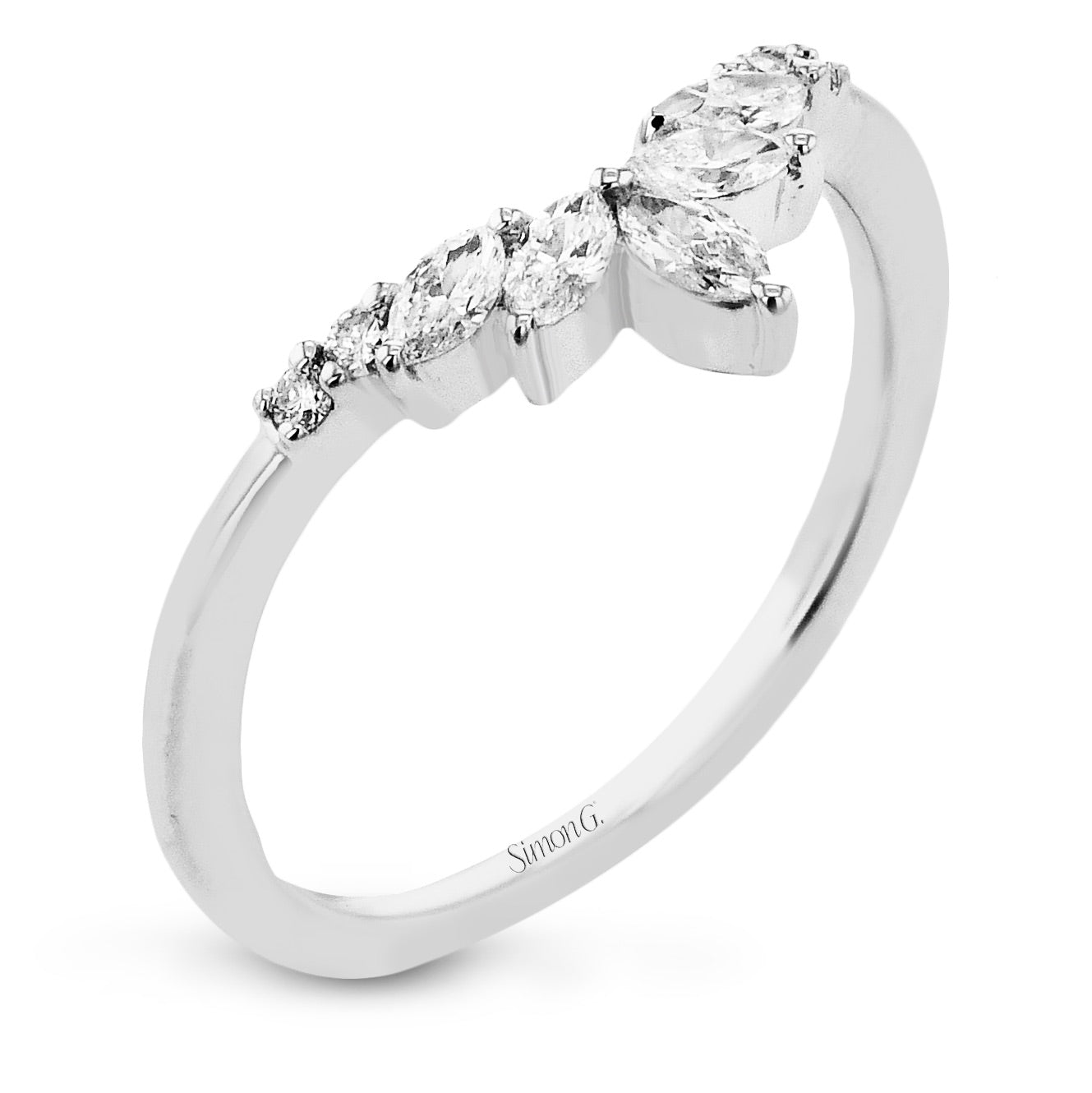 Wedding Band in 18k Gold with Diamonds - Simon G. Jewelry